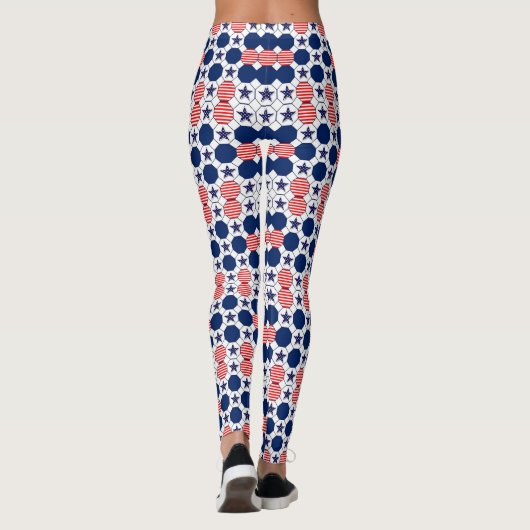 Hübsch Red White Blue Star Muster Leggings (Rückseite)