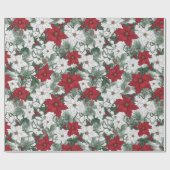 Hübsch Red White Poinsettia Blumengeschenk Geschenkpapier (Flach)