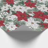 Hübsch Red White Poinsettia Blumengeschenk Geschenkpapier (Ecke)