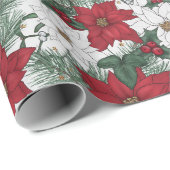 Hübsch Red White Poinsettia Blumengeschenk Geschenkpapier (Rolleneckpunkt)
