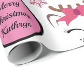 Hübsch Reindeer Personalisiert Weihnachten Geschenkpapier (Rolleneckpunkt)