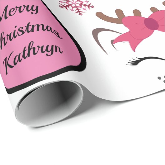 Hübsch Reindeer Personalisiert Weihnachten Geschenkpapier (Rolleneckpunkt)