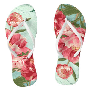Hübsch Retro Blume Fashion Chintz Peony n Bird Badesandalen