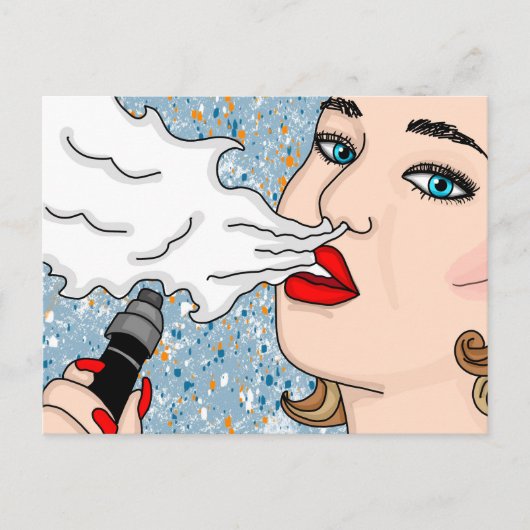 Hübsch Retro Lady Vaping Postkarte (Vorderseite)