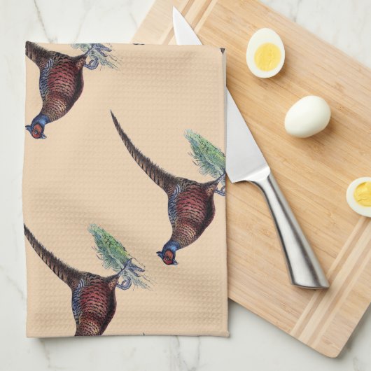 Hübsch Ring Neck Pheasant Tan Geschirrtuch (Viertel Falte)