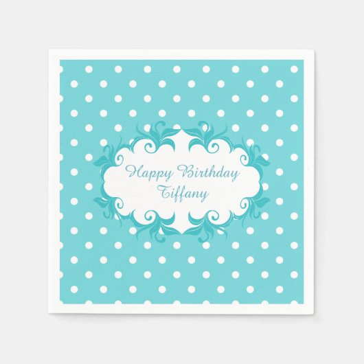 Hübsch Robins Egg Blue Polka Dot Paper Napkins Serviette (Vorderseite)