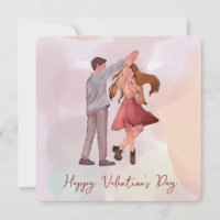 Hübsch Romance Dancing Couple Valentine's Day Card