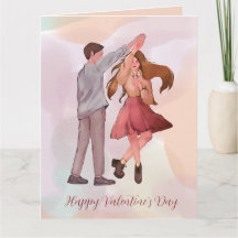 Hübsch Romance Dancing Couple Valentine's Day Card