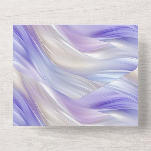 Hübsch-Romantische Lila-Blaue Perle-Wirbel All In One Einladung (Rückseite)