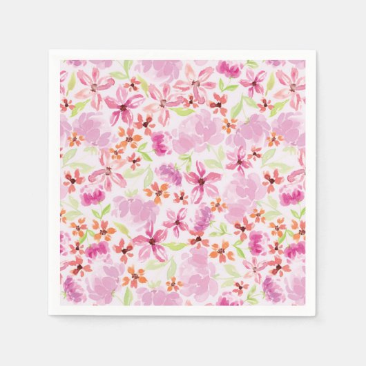 Hübsch Romantische Wasserfarbe Blume Napa Serviette (Vorderseite)