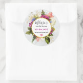 Hübsch rosa Aquarellfarben Blume Kerzengeschäft Runder Aufkleber (Tasche)