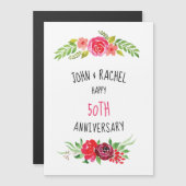 Hübsch rosa Aquarellfarben Rose glückliche Jubiläu Magnetkarte (Vorne/Hinten)