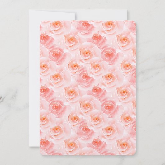 Hübsch-Rosa-Aquarellfarben-Rose Hochzeiten laden e Einladung (Rückseite)