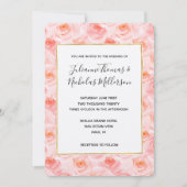 Hübsch-Rosa-Aquarellfarben-Rose Hochzeiten laden e Einladung (Vorderseite)