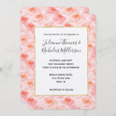 Hübsch-Rosa-Aquarellfarben-Rose Hochzeiten laden e Einladung (Vorne/Hinten)