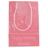 Hübsch rosa auf rosa, floraler Hintergrund Mittlere Geschenktüte (Vorderseite)