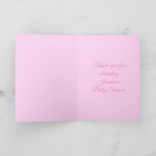 Hübsch rosa Baby Girl Cat Custom Baby Dusche Karte (Innenseite)