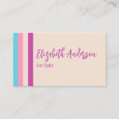 Hübsch rosa Beige und blaue Streifen Haarstühle Visitenkarte (Vorderseite)