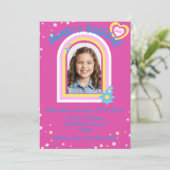 Hübsch rosa Bild Geburtstag Einladung (Stehend Vorderseite)