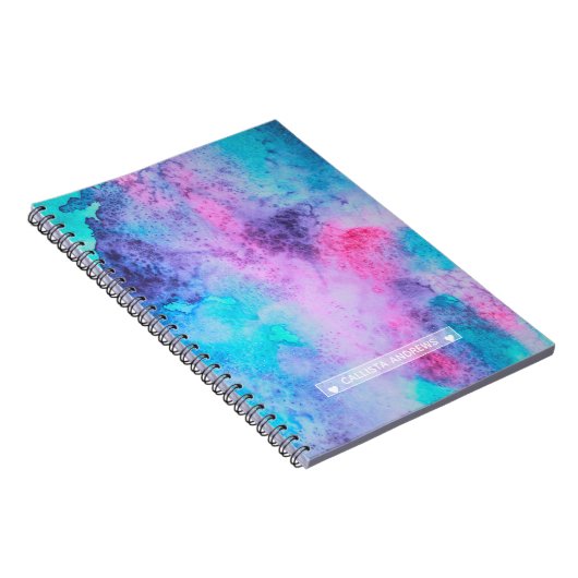 Hübsch rosa Blau Lila Salzwasser Monogramm Notizblock (Rechte Seite)