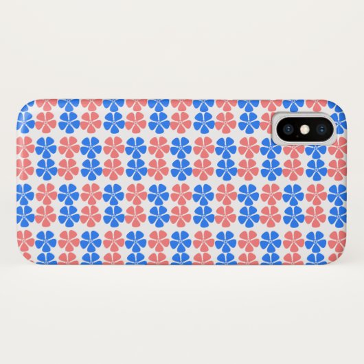 Hübsch rosa blaue Blumenmuster Case-Mate iPhone Hülle (Rückseite (Horizontal))