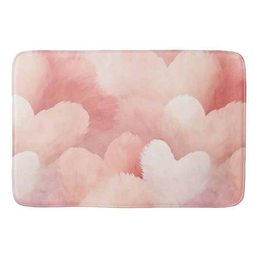 Hübsch rosa, blaue Herzen Badematte (Vorderseite)