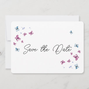 Hübsch rosa blaue Schmetterlingskarte Save the Dat Date