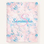 Hübsch rosa blauer Marmorname Personalisiert Notizblock (Vorderseite)