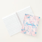 Hübsch rosa blauer Marmorname Personalisiert Notizblock (Innenseite)