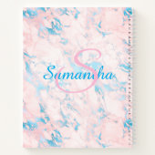 Hübsch rosa blauer Marmorname Personalisiert Notizblock (Rückseite)