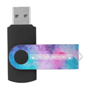 Hübsch rosa Blaues Lila-Salzwasser-Monogramm USB Stick
