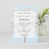 Hübsch rosa blühender Baum Geburtstag Einladung (Stehend Vorderseite)