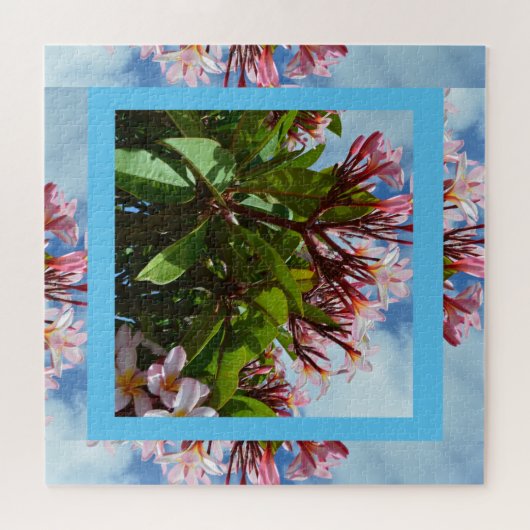 Hübsch rosa blühender Frangipani-Baum, Puzzle (Horizontal)