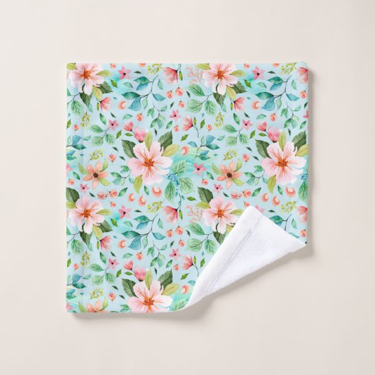 Hübsch rosa Blume Badhandtuch Set (Waschlappen)