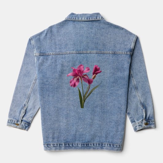 Hübsch rosa Blume Denim Jacket Jeansjacke (Rückseite)