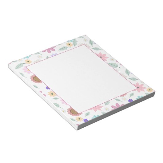 Hübsch rosa Blume Groovy Retro Design Notizblock (angewinkelt)