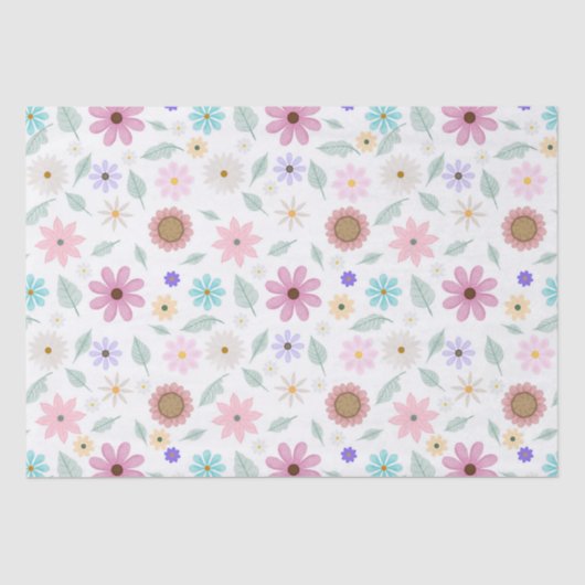 Hübsch rosa Blume Groovy Retro Design Seidenpapier (Vorderseite)