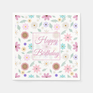 Hübsch rosa Blume Groovy Retro Design Serviette