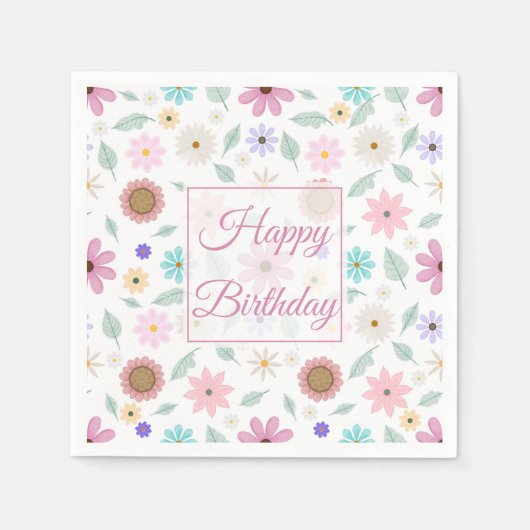 Hübsch rosa Blume Groovy Retro Design Serviette (Vorderseite)