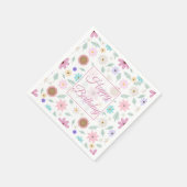 Hübsch rosa Blume Groovy Retro Design Serviette (Ecke)