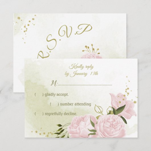 hübsch rosa Blume grün Blätter botanische UAWG ca RSVP Karte (Vorne/Hinten)