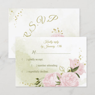 hübsch rosa Blume grün Blätter botanische UAWG ca RSVP Karte