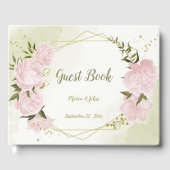 hübsch rosa Blume grün Blätter geometrisch Gästebuch (Vorderseite)