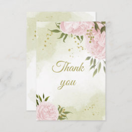 hübsch rosa Blume Grünpflanzen botanisch Dankeskarte