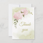 hübsch rosa Blume Grünpflanzen botanisch Dankeskarte (Vorderseite)