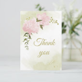 hübsch rosa Blume Grünpflanzen botanisch Dankeskarte (Stehend Vorderseite)