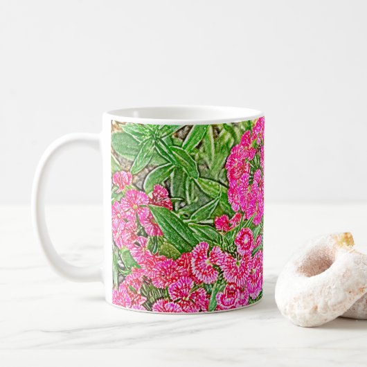 Hübsch rosa Blume Kaffeetasse (Mit Donut)