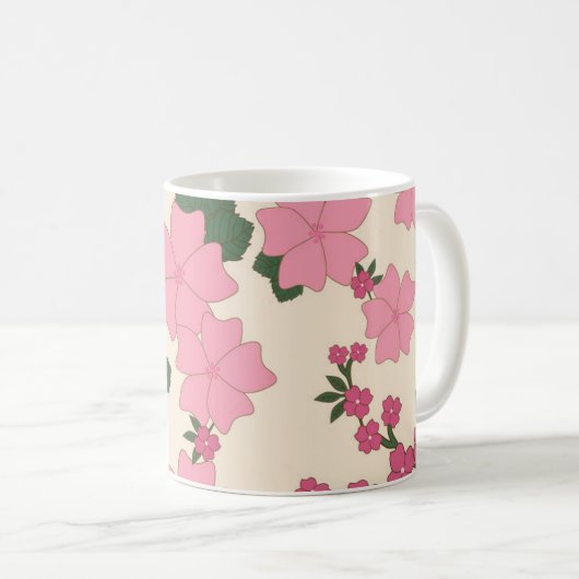 Hübsch rosa Blume Kaffeetasse (VorderseiteRechts)