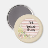 Hübsch rosa Blume mit Streifen Magnet (Vorderseite/Rückseite)