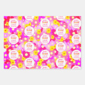 Hübsch rosa Blume Personalisiert Babydusche Geschenkpapier Set (Vorderseite 3)